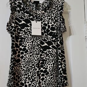 Who What Wear Monochrome Animal Print Top